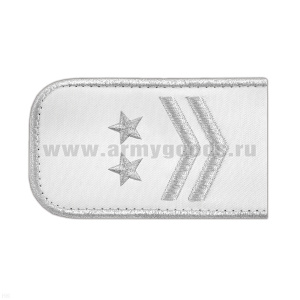 Погоны РЖД вышит. мет. серебр. белые (2 лычки 2 звезды)