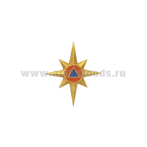 Эмбл. петл. мет. МЧС нов/обр (роза ветров) зол (алюминий) на закрутке