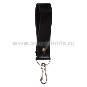 Петля кожаная с карабином черная