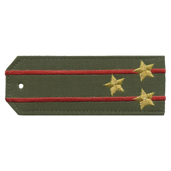 Погоны «машинная вышивка» оливк. (ткань rip-stop) c 2 вышит. красн. просв. с вышитыми звездами (полковник) на костюм офисный