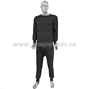Белье зимнее х/б с начесом черное (фуфайка и кальсоны) р-ры с 44 по 60