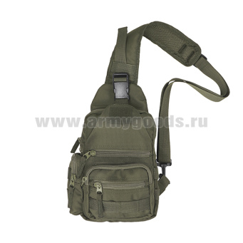 Сумка на грудь ("груша") оливковая (16x8x32 см)