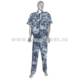 Костюм лет. Р-1 (кор.рук.) на молнии "синий мох" (рубаш.ткань) р-ры с 44 по 60